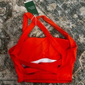 Halara small neon orange nwt sports bra criss cross back